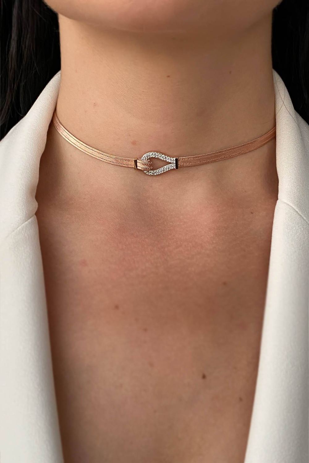 Trabzon Hasırı Altın Kolye - 3 Sıra Choker İrden