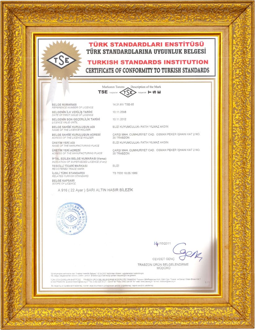 TSE Uygunluk Belgesi