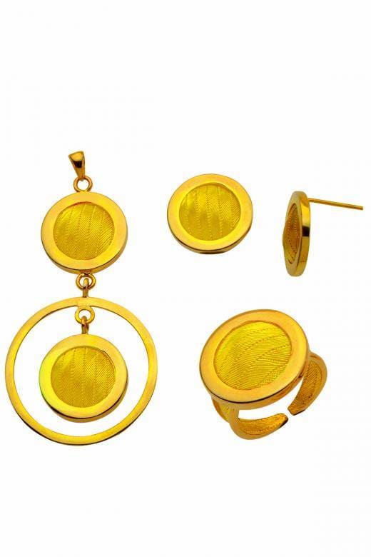 Trabzon Hasır Altın Mini Set Yuvarlak