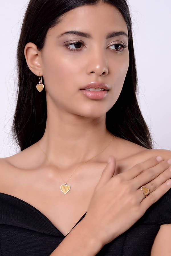 Trabzon Hasır Altın Mini Set Kalp