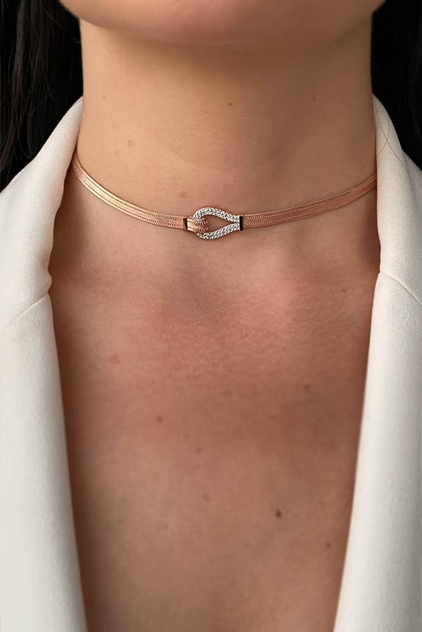 Trabzon Hasırı Altın Kolye - 3 Sıra Choker İrden