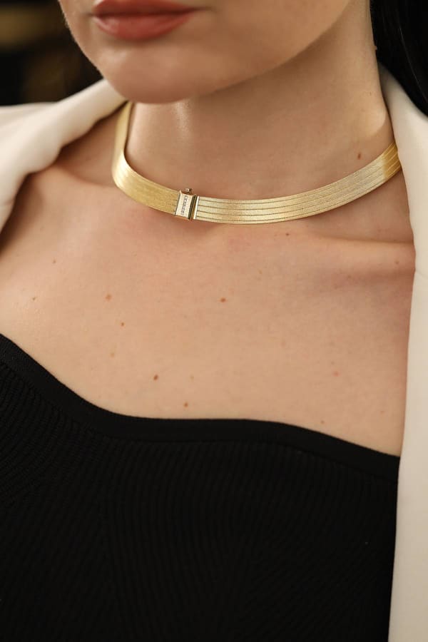 Pırlantalı Elegant Altın 5 Sıra Gerdanlık